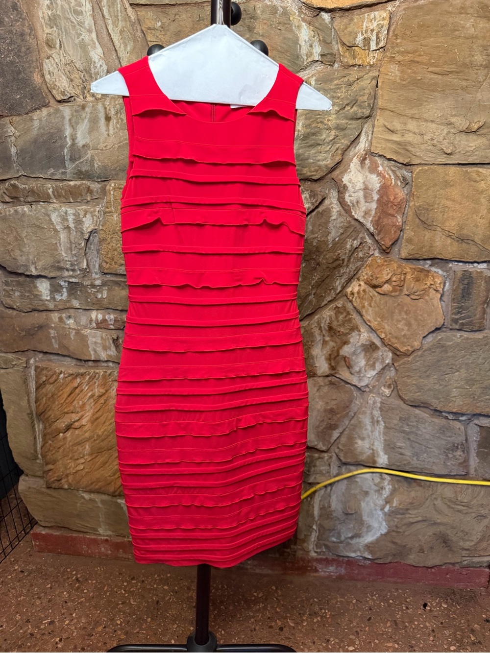 Calvin Klein Red Ruffled Sheath Mini Dress
